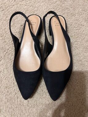 a new day Black Pointed Slingback Flats